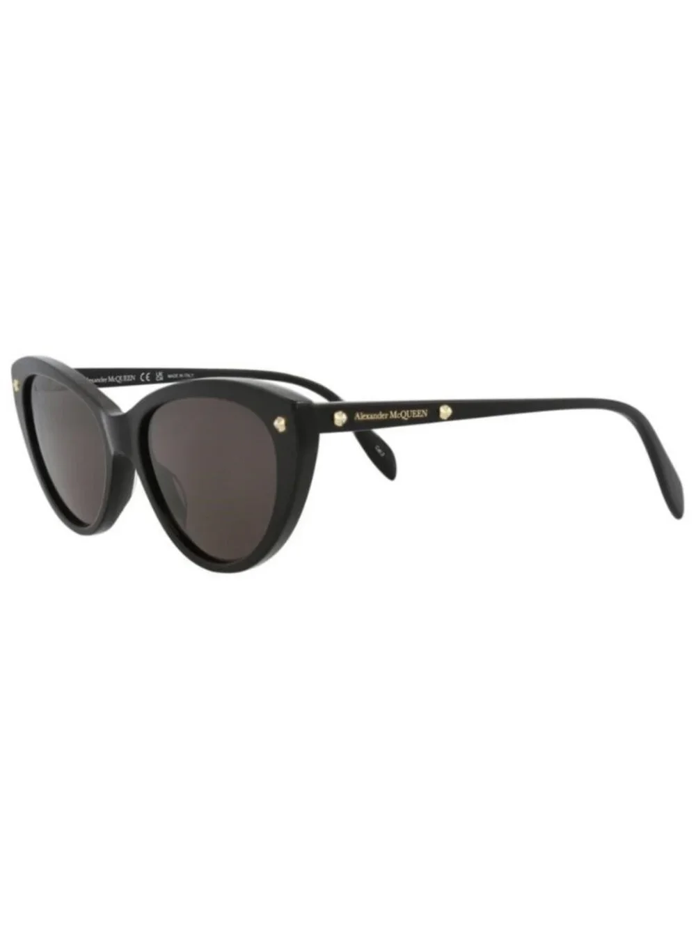 New Alexander McQueen Womens Cat Eye Black Black Grey Fashion Designer Sunglasse